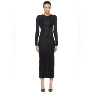 KHAITE The Bayra Maxi Dress - Black Long Sleeve Crewneck Size XS or XXS